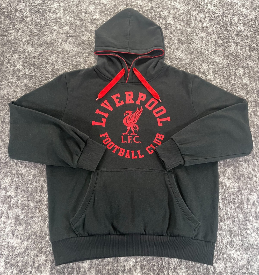 Liverpool Football Club Black Red Hoodie Men's Large Soccer Futbol Sweatshirt
